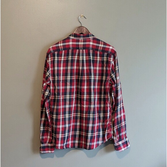 Gap Size Medium Plaid Shirt Mens Button Up Soft Cotton Red Blue Long Sleeve - Picture 5 of 5